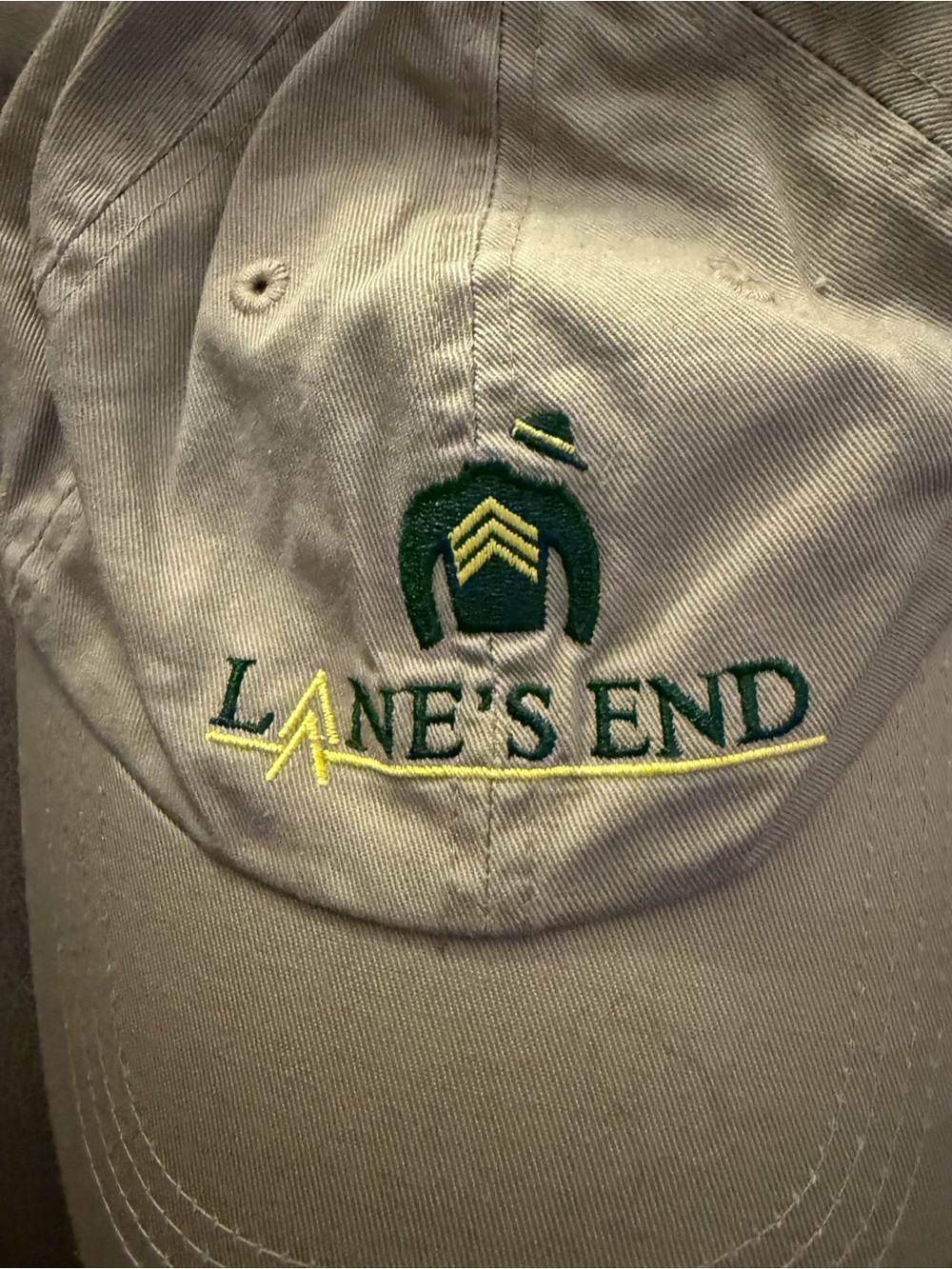 Lands' End Khaki Cap with Green and Yellow Embroidery